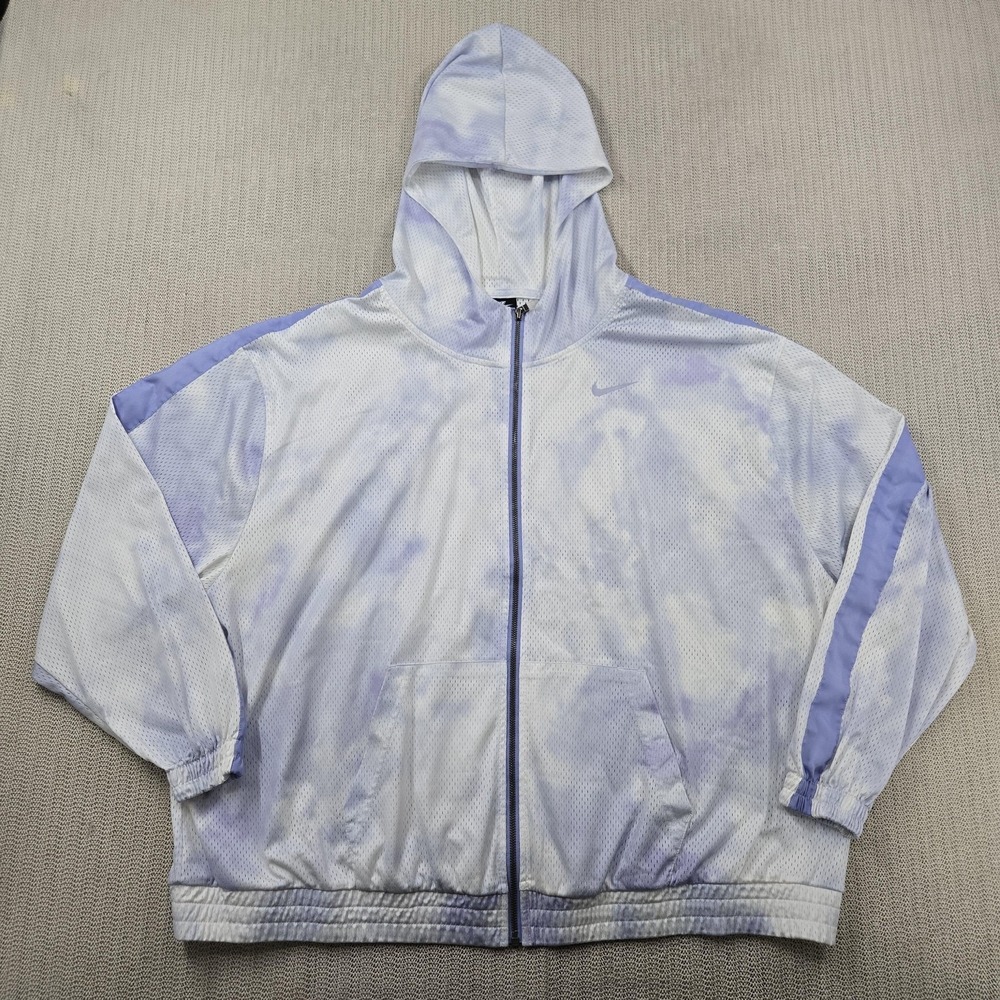 Nike Icon Clash Jacket Womens 2X White Purple Tie Dye Light Thistle Logo Mesh - Picture 2 of 13